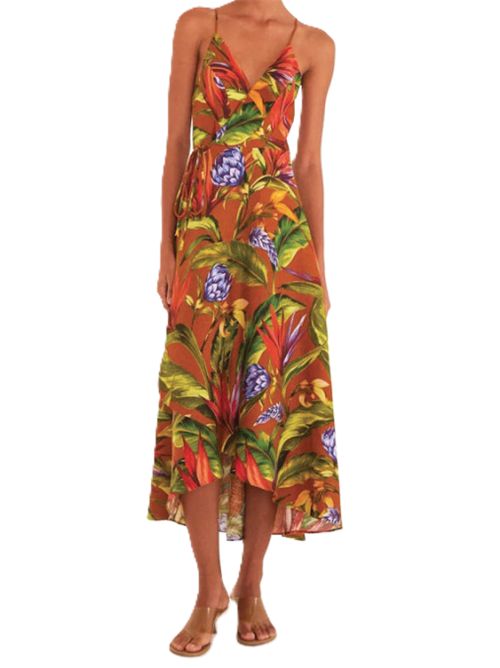florart brown midi wrap dress Farm Rio FARM Rio | 35896426043 FLORART BROWN
